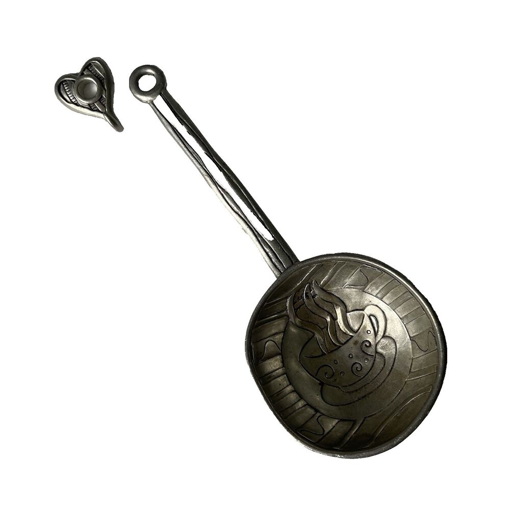 Stainless Steel Metal Coffee Scooper Spoon with Wall Hanging Hook Boho Eclectic